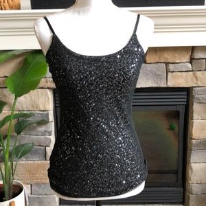 NWOT The Limited black tank with sequins and shelf bra size small